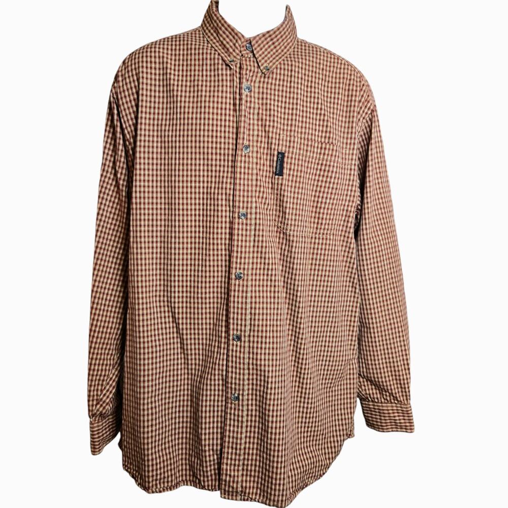 Columbia Mens‎ Plaid Shirt Size Large Gorpcore Outdoor Sportsman 100% Cotton
